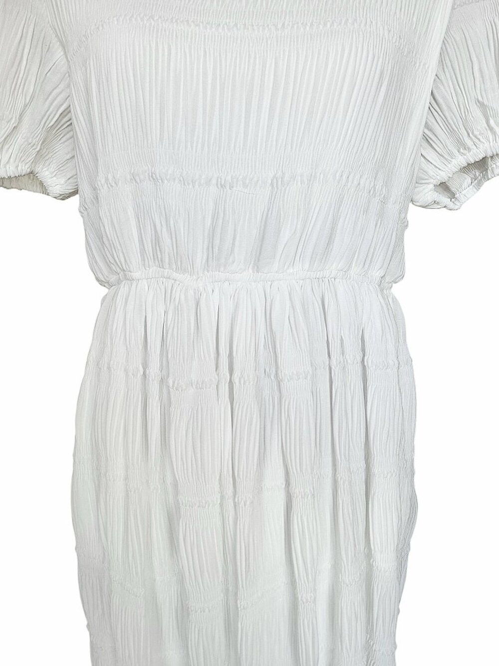 Hayden White Puff Sleeve Pleated Gather Boho Cottagecore Midi Dress Women's S - Picture 5 of 10